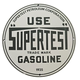 227. Vintage Supertest Gasoline Porcelain Sign from 1935 - Iconic Collectible