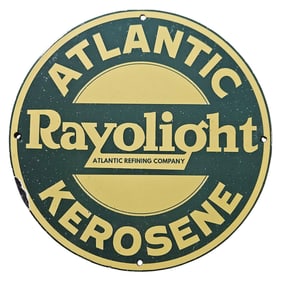 228. Vintage Atlantic Rayolight Kerosene Porcelain Sign - Atlantic Refining Company