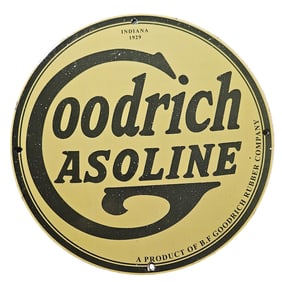 229. Vintage Goodrich Gasoline Porcelain Sign (1929) from Indiana - Collectible Decor
