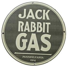 234. Vintage Porcelain Sign - Jack Rabbit Gas, Pennsylvania 1914 - Collectible Memorabilia