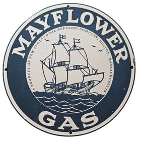 249. Vintage Mayflower Gas Porcelain Sign ? New England Oil Refining Company