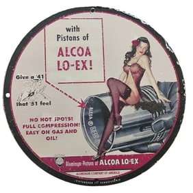 254. Vintage Alcoa Lo-Ex Porcelain Sign: Automotive Nostalgia & Collectible Art