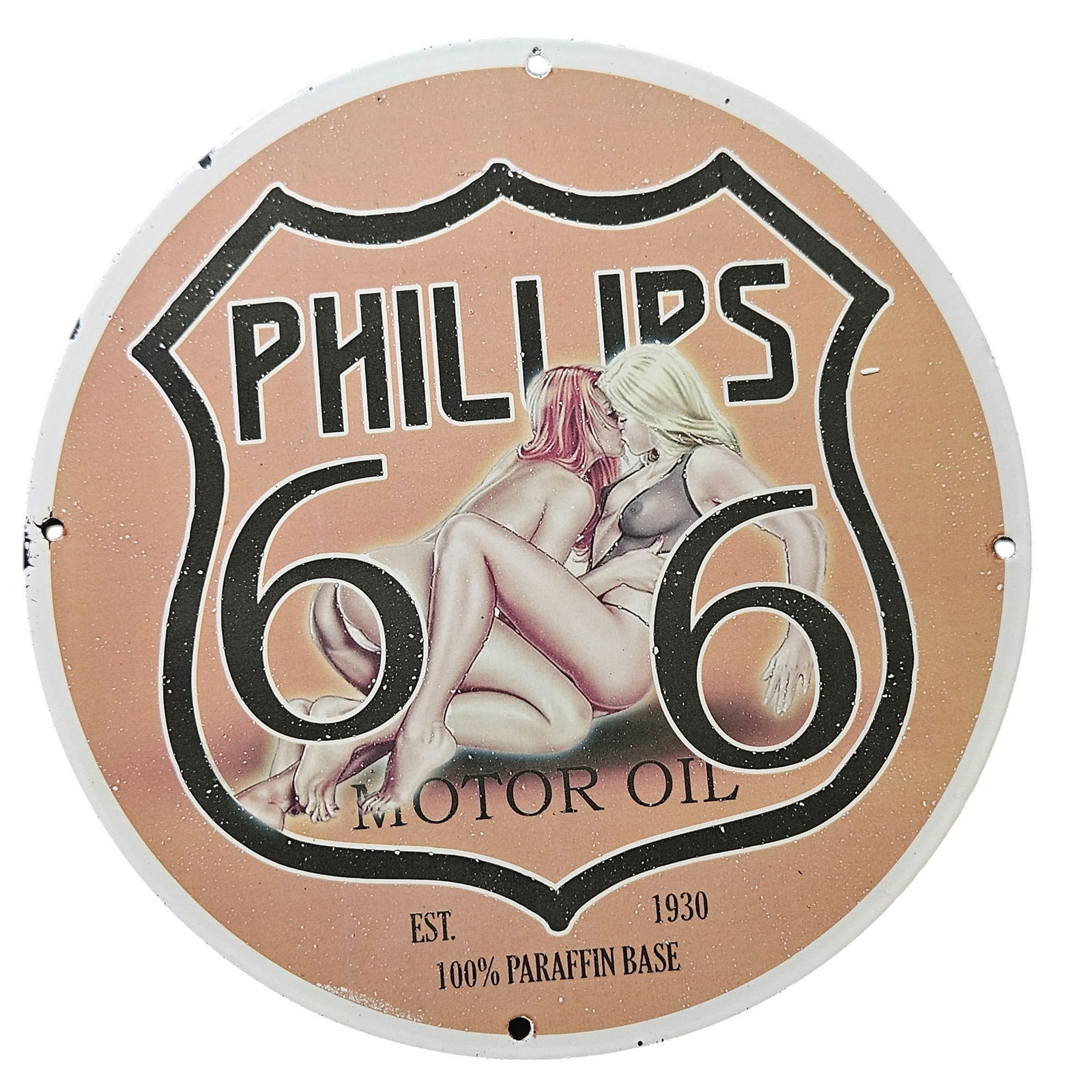 258. Vintage Phillips 66 Motor Oil Porcelain Sign - 1930s Art Collector's Gem (1 of 2)