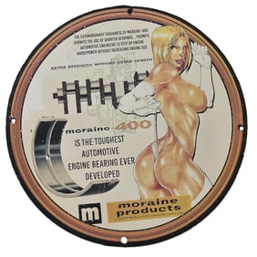 259. Vintage Moraine 400 Porcelain Sign - Toughest Automotive Engine Bearings
