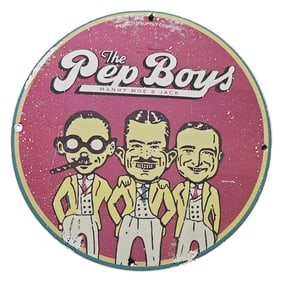 261. Vintage The Pep Boys Porcelain Sign - Manny, Moe & Jack Collectible
