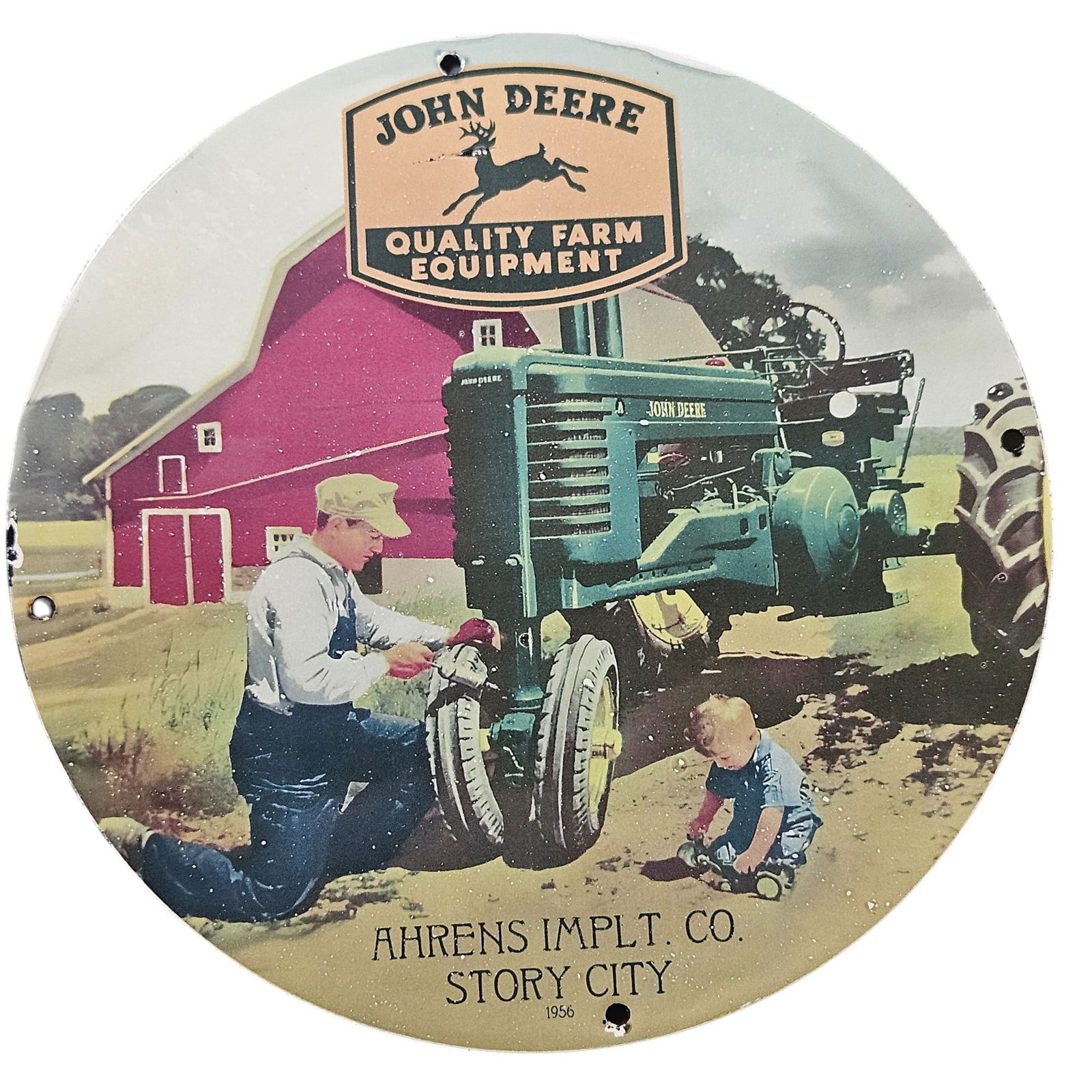 263. Vintage John Deere Porcelain Sign ? Quality Farm Equipment (1956) (1 of 2)