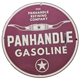 281. Vintage 1930 Panhandle Refining Company Gasoline Porcelain Sign - Rare Collectible