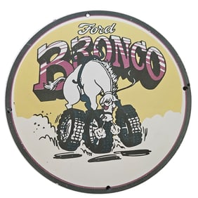 283. Vintage Ford Bronco Porcelain Sign - Classic American Muscle Art