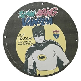 284. Vintage Batman Porcelain Sign: Slam Bang Vanilla Ice Cream with Banana Marshmallow