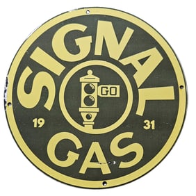285. Vintage 1931 Signal Gas Porcelain Sign ? Rare Collectible for Gas Station Enthusiasts