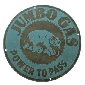 287. Vintage Jumbo Gas Porcelain Sign - Power to Pass, Rare Collectible Gas Station Memorabilia