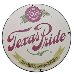 290. Vintage Texas Pride Porcelain Sign - The Famous San Antonio Beer (Circa 1941)