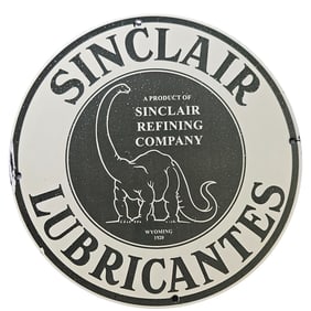 293. Vintage Sinclair Lubricantes Porcelain Sign - Rare Collectible from 1920 Wyoming
