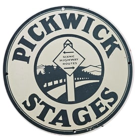 307. Vintage Pickwick Stages Porcelain Sign - Scenic Highway Routes Collectible