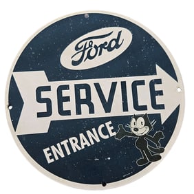 310. Vintage Ford Service Entrance Porcelain Sign with Classic Character