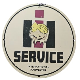 313. Vintage International Harvester Porcelain Sign - Classic Farm Equipment Advertising