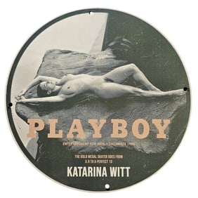 328. Rare 1998 Playboy Porcelain Sign Featuring Iconic Katarina Witt