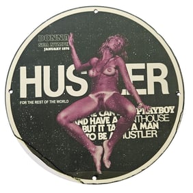 329. Vintage 1976 Hustler Magazine Porcelain Sign - Rare Collectible Artwork