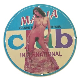 332. Vintage 1983 Porcelain Sign for Club International - Unique Collectible Art Piece