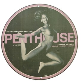 333. Vintage 1993 Penthouse Magazine Porcelain Sign Featuring Vanessa Williams
