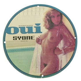 339. Vintage Porcelain Sign: OUI Magazine Cover Featuring Sydne - Iconic 1982 Artwork