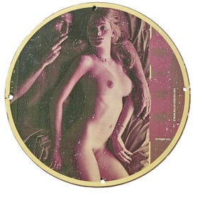 340. Rare Vintage Porcelain Sign Featuring Iconic Artwork from October 1972