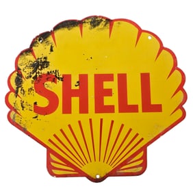 Vintage Shell Porcelain Sign - Iconic Collectible Advertising Piece from the 20th Century