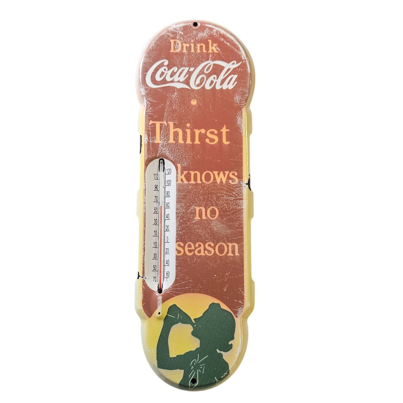 Vintage Coca-Cola Porcelain Thermometer Sign - A Collector's Dream Soda Pop approx. 18" by 6.5" (1 of 2)