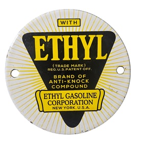 Vintage Ethyl Gasoline Porcelain Sign - A Classic Collector's Item from New York, USA