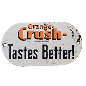 Vintage Orange Crush Porcelain Sign - Tastes Better! Classic Advertising Decor