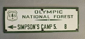 Reproduction Handmade Porcelain U.S. Forest Service Sign - Olympic National Forest