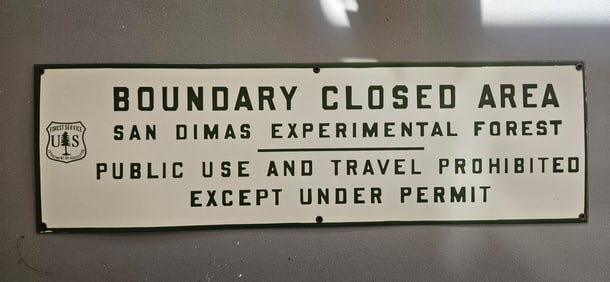 Reproduction Heavy Shelving Handmade Porcelain U.S. Forest Service Sign - Boundary Closed Area