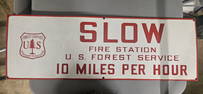Reproduction U.S. Forest Service Slow Fire Station Sign - Handmade Porcelain Remake