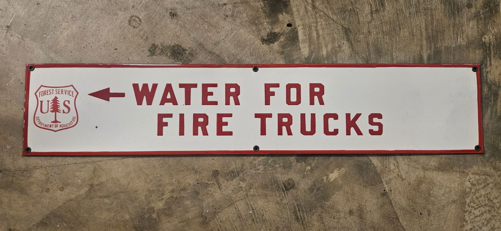 Handmade U.S. Forest Service Reproduction Porcelain Sign - Water for Fire Trucks (1 of 3)