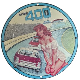 Vintage 17th Annual Rebel 400 Porcelain Sign - Classic Racing Artwork