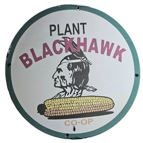 Vintage Blackhawk Co-op Porcelain Sign: A Collector's Dream for Agricultural Enthusiasts