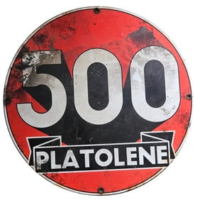 Vintage 500 Platolene Porcelain Sign - Unique Gas & Oil Advertising Collectible