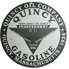 Quincy Oil Company Porcelain Sign (1934) - Vintage Automotive Memorabilia