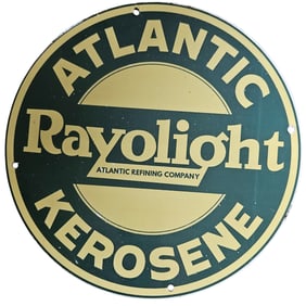 Vintage Atlantic Rayolight Kerosene Porcelain Sign ? A Collector's Gem