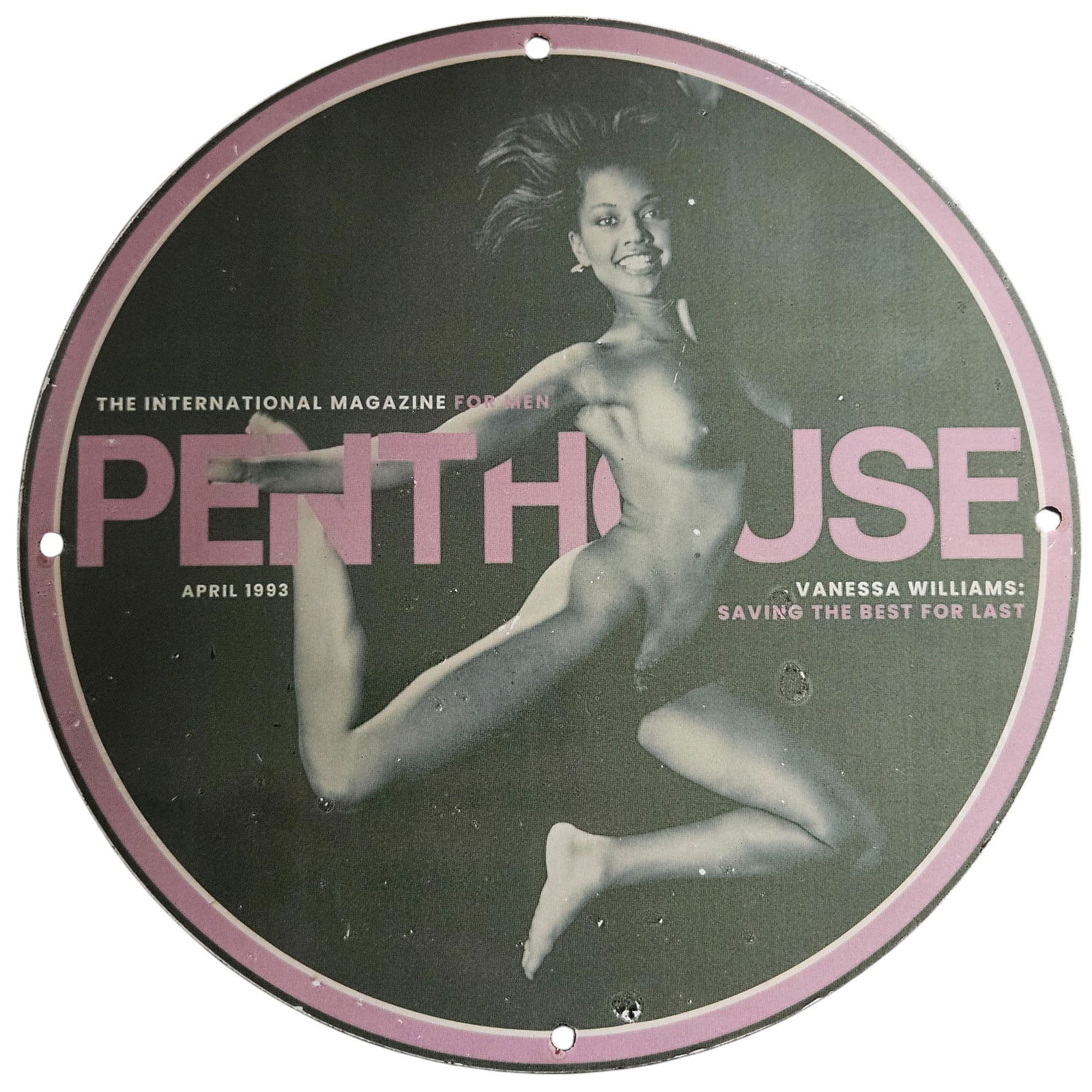 Vintage Penthouse Magazine Porcelain Sign: A Collectible Tribute to 1993 Elegance (1 of 2)