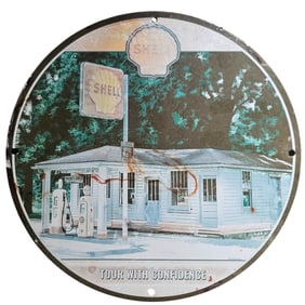 Vintage Shell Gas Station Porcelain Sign ? Tour with Confidence (66 Route)