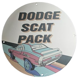Vintage Dodge Scat Pack Porcelain Sign - Iconic Muscle Car Decor for Collectors