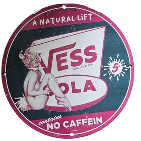 Vintage Vess Soda Company Porcelain Sign - A Natural Lift with Unique Design