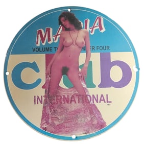 Vintage 1983 Porcelain Sign: International Club Magazine - Rare Collectible