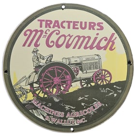 Vintage McCormick Tractors Porcelain Sign - Classic Agricultural Memorabilia