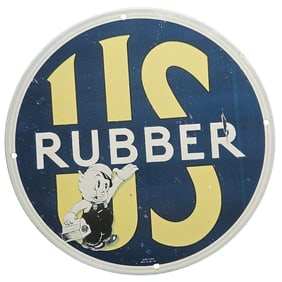 Antique US Rubber Porcelain Sign Featuring Iconic Cartoon Character