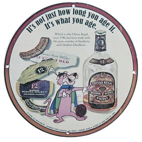 Vintage Chivas Regal Porcelain Sign - Timeless Quality in Every Sip (12 Years Old)