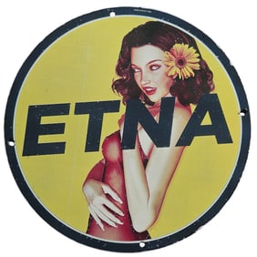 Vintage 1963 ETNA Porcelain Sign - Iconic American Advertising Memorabilia