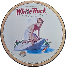 Vintage White Rock Bottling Company Porcelain Sign: Sparkling Water & Ginger Ale