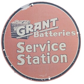 Vintage Grant Batteries Porcelain Sign - Classic Service Station Memorabilia